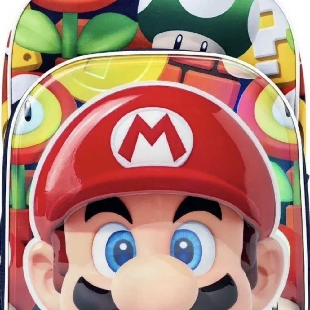 Super‎ Mario 17” Backpack With Laptop Sleeve Book Bag New Design Nintendo - Picture 4 of 4